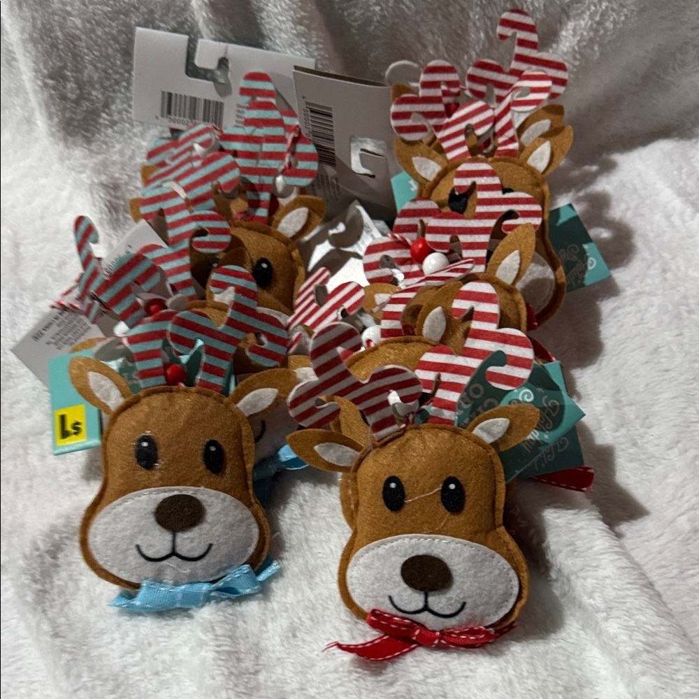 Cute Reindeer Ornaments with Striped Antlers